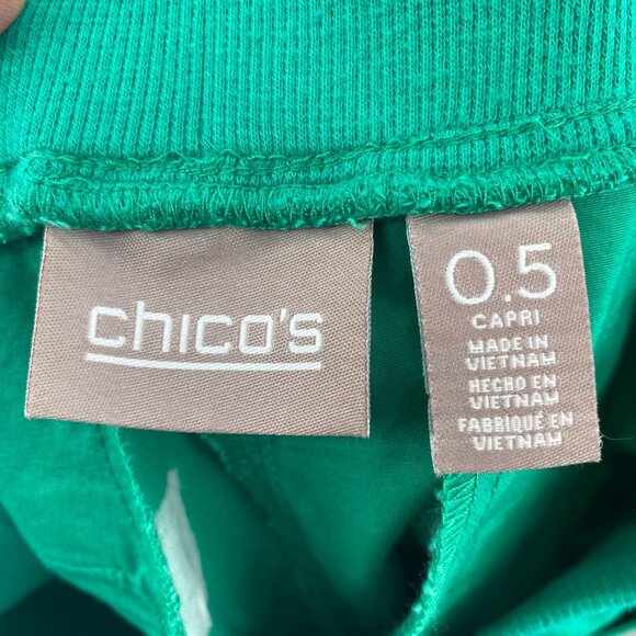 Chicos Pants 0.5 US 6 Green Fitigues Capris Stretch Straight Leg Pockets Casual - Picture 6 of 13